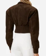 Adoore Brown Suede Bomber Cropped Jacket For Women’s