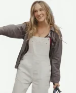 And Just Like That Carrie Bradshaw White Denim Overalls