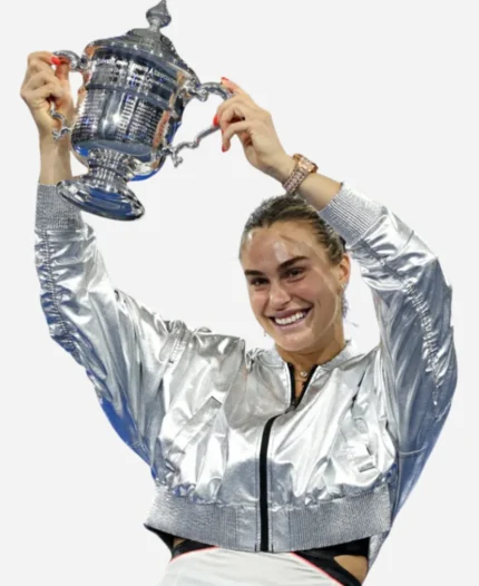 Aryna Sabalenka US Open 2025 Silver Crop Jacket