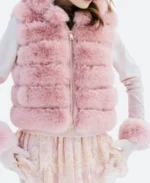 Beanie Feldstein Only Murders In The Building Althea Fur Hooded Pink Vest