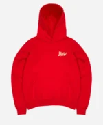 Chain Stitch Busy Logo Red Hoodie
