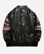 Champs Racing Style Black Leather Jacket