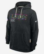 Detroit Lions NFL Crucial Catch Nike Black 2025 Sideline Standard Issue Dri-FIT Hoodie