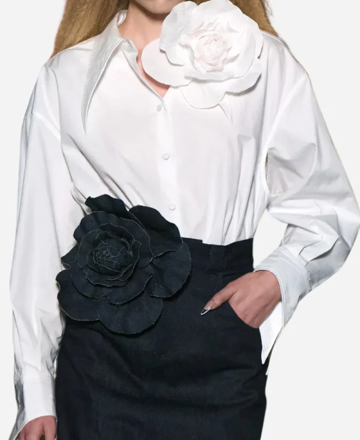 Emily in Paris S04 Camille Razat White Flower Shirt