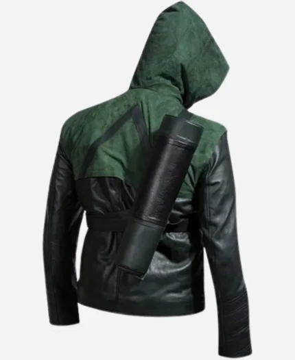 Green Arrow Leather Hooded Jacket