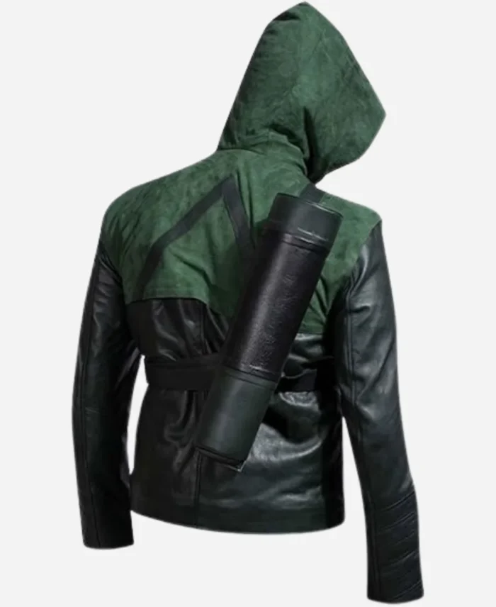 Green Arrow Leather Hooded Jacket