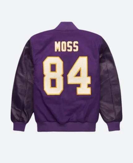 HOMAGE X Starter Randy Moss Purple Letterman Varsity Jacket