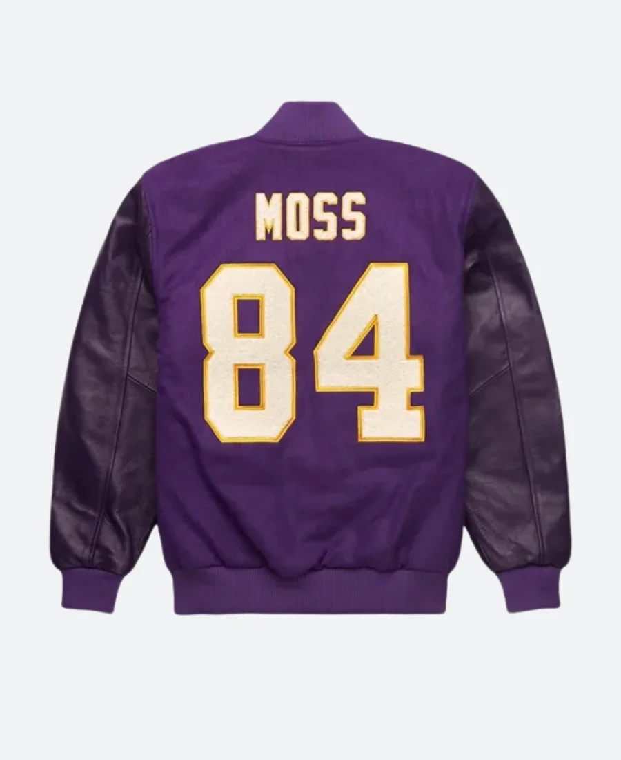HOMAGE X Starter Randy Moss Purple Letterman Varsity Jacket HOMAGE X Starter Randy Moss Purple Letterman Varsity Jacket