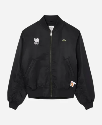 Heritage Seoul Lacoste Olympic 1988 Black Bomber Jacket For Unisex