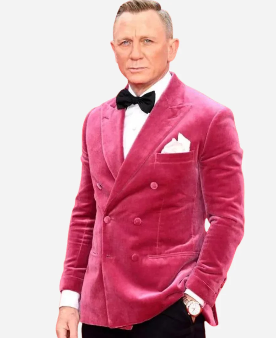James Bond Premiere Pink Velvet Blazer James Bond Premiere Pink Velvet Blazer