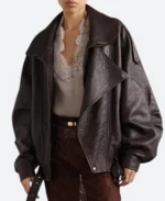 Jessica Alba New York City 2025 Brown Leather Jacket For Sale