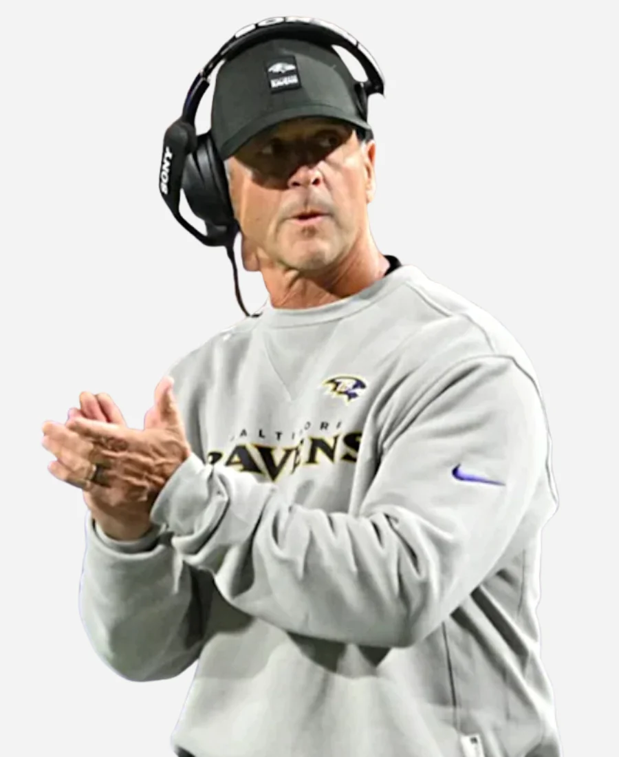 John Harbaugh Baltimore Ravens Grey Sweatshirt John Harbaugh Baltimore Ravens Grey Sweatshirt