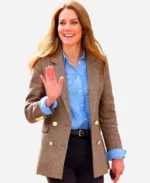 Kate Middleton Celebrate 14th Wedding Anniversary Brown Wool Blazer