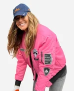 Kelly Bensimon Knicks Pink Flight Bomber Jacket