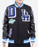 Los Angeles Dodgers Earvin Magic Johnson Black Letterman Varsity Jacket
