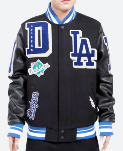 Los Angeles Dodgers Earvin Magic Johnson Black Letterman Varsity Jacket