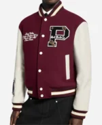 Louis Vuitton Epi Leather Burgundy and White Varsity Jacket