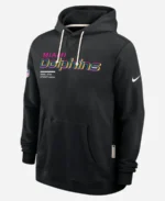 Miami Dolphins NFL Crucial Catch Nike Black 2025 Sideline Standard Issue Dri-FIT Hoodie