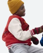Mikey Trotter 8-Bit Christmas Che Tafari Red & White Varsity Jacket
