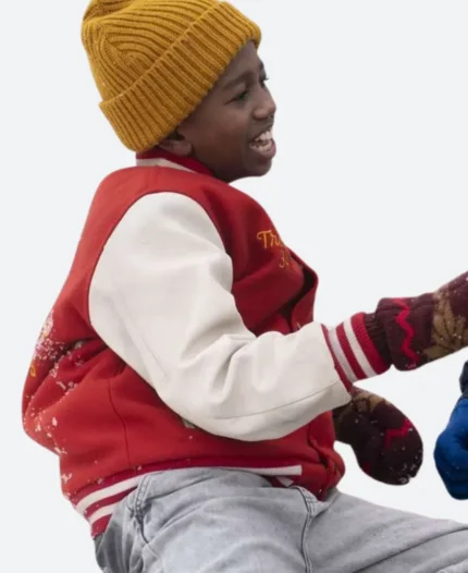 Mikey Trotter 8-Bit Christmas Che Tafari Red & White Varsity Jacket