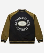 Mitchell & Ness San Francisco 49ers OliveBlack Vintage Logo Double Clutch Satin Raglan Full-Snap Jacket