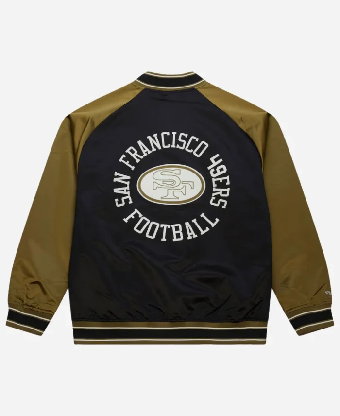 Mitchell & Ness San Francisco 49ers OliveBlack Vintage Logo Double Clutch Satin Raglan Full-Snap Jacket