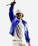Morgan Wallen Blue Satin Bomber Jacket