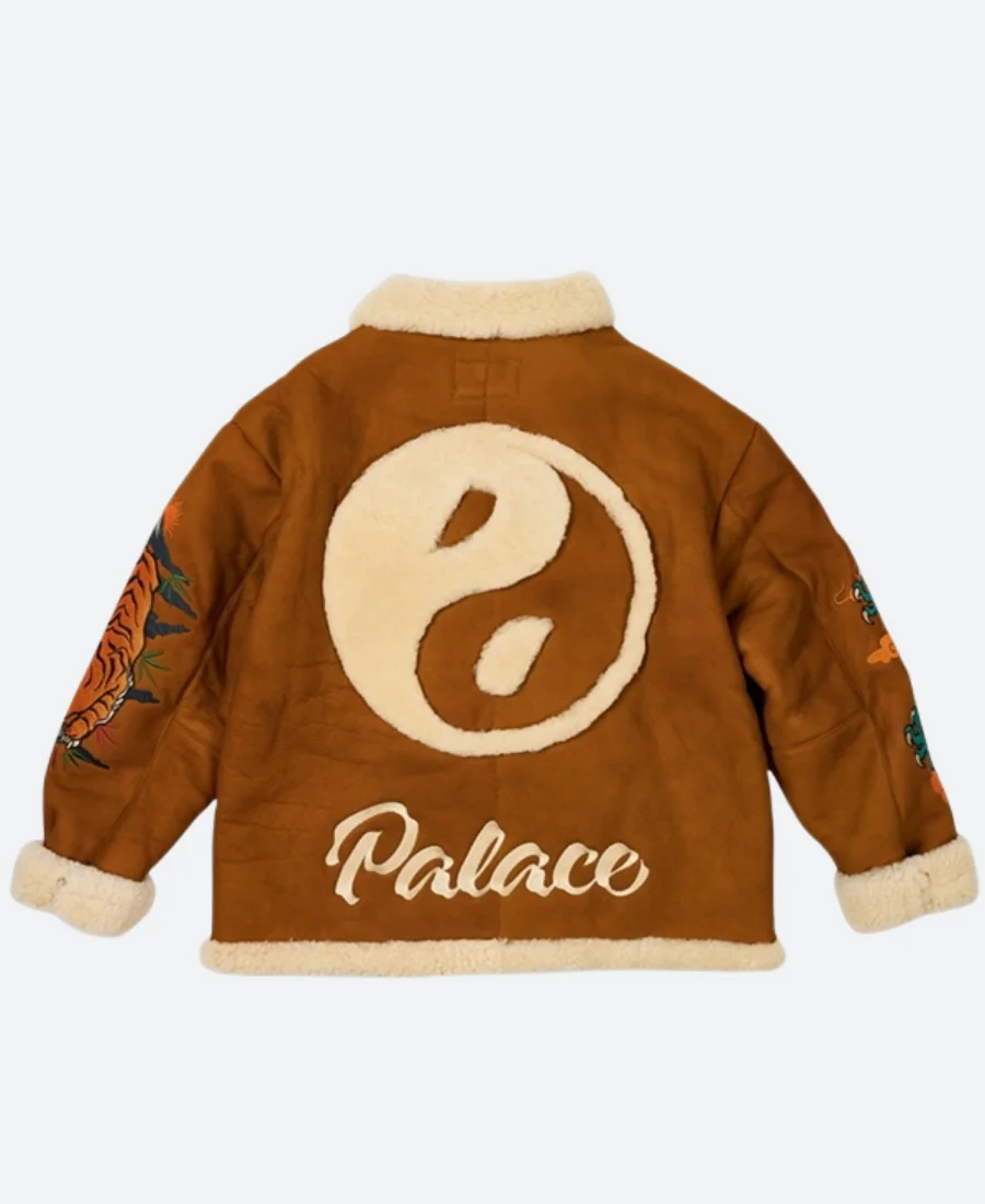 Palace X UGG Brown Shearling Suede Leather Jacket For Sale Palace X UGG Brown Shearling Suede Leather Jacket For Sale
