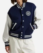 US Open Ralph Lauren Baseball Blue and White Varsity Jacket