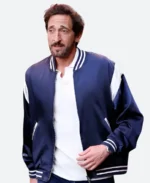 US Open Tennis Championships 2025 Adrien Brody Blue Bomber Jacket For Sale