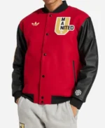 VRCT Manchester United Red & Black Leather Varsity Jacket For Sale