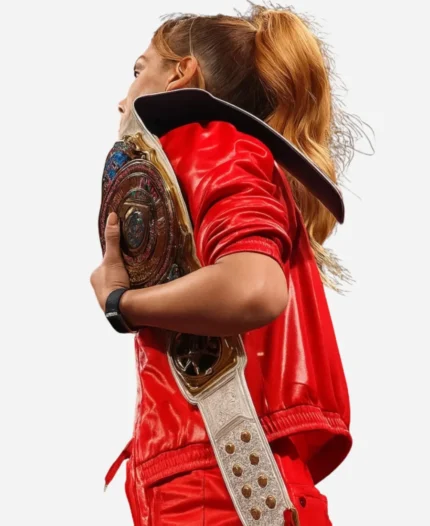 WWE Monday Night RAW 2025 Becky Lynch Red Leather Jacket For Sale