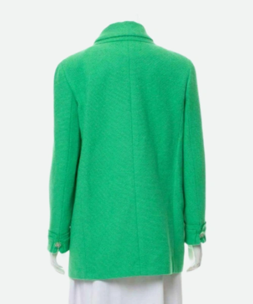 Lily Collins Emily In Paris Emily Cooper Mid Length Green Coat Back