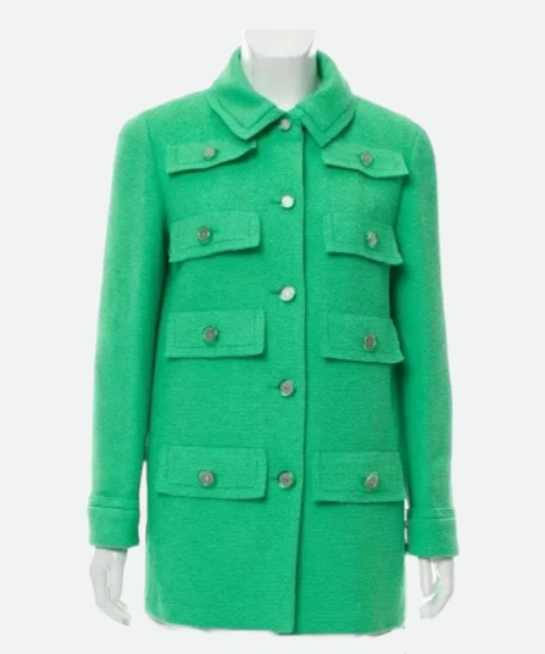 Lily Collins Emily In Paris Emily Cooper Mid Length Green Coat