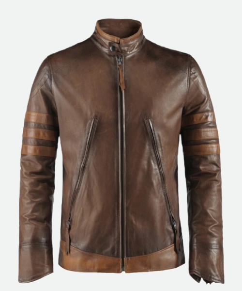 X Men Origins Wolverine Brown Leather Jacket 1