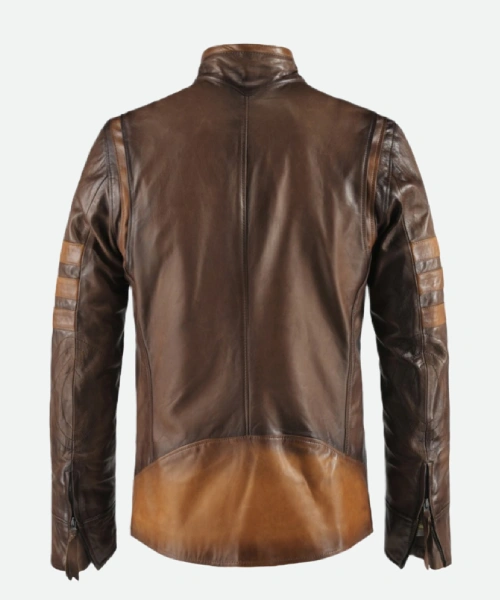 X Men Origins Wolverine Brown Leather Jacket Back 1